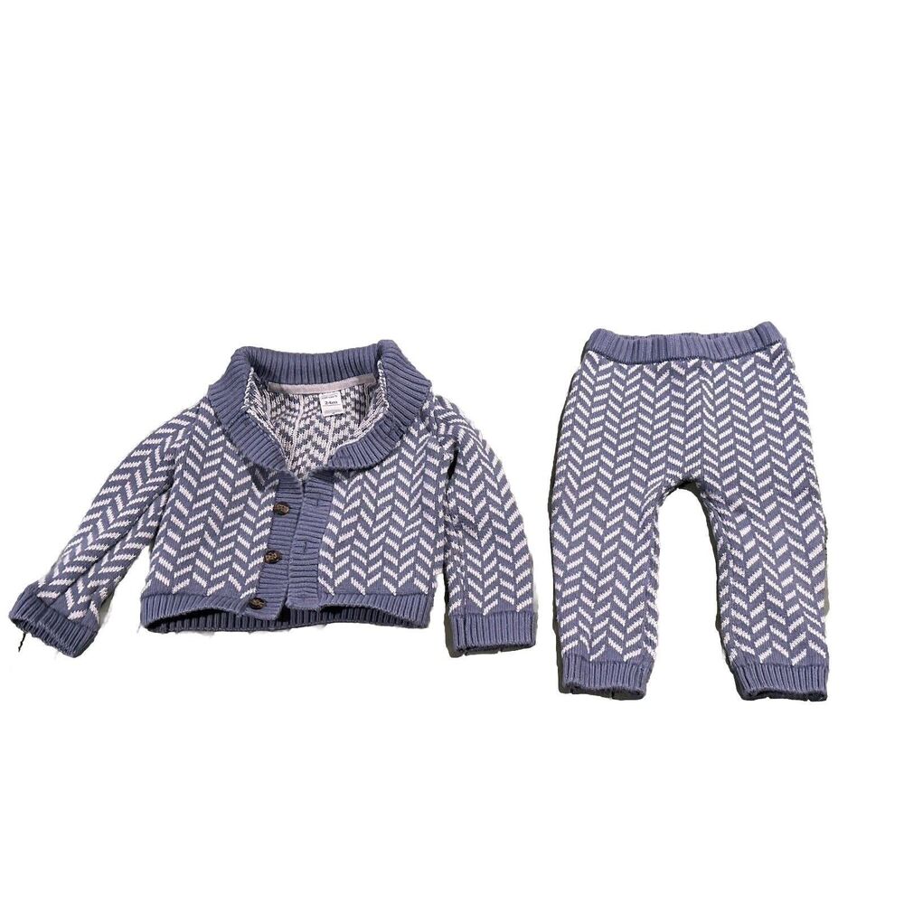 Toddler Boys Carters Knit Sweater Set Blue & Gray 24m